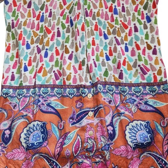 John Mark Tunic Top Womens Medium Button Front Boho Floral Leopard Paisley Anima - Picture 4 of 5